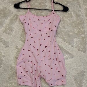 SKIMS Pink Cherry Print Romper